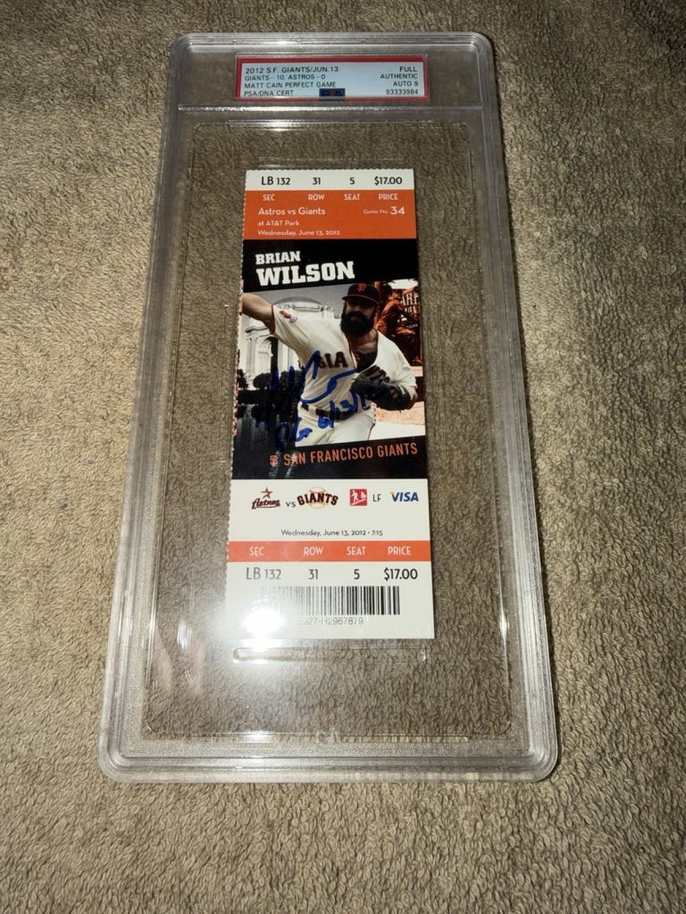 Matt Cain Signed Official Perfect Game Ticket 6/13/2012 San Francisco PSA/DNA
