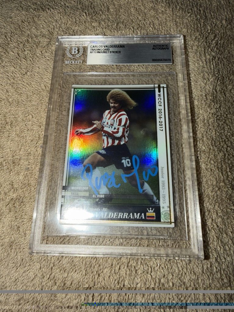 Carlos Pibe Valderrama Signed WCCF 2016-2017 Trading Card Columbia Beckett