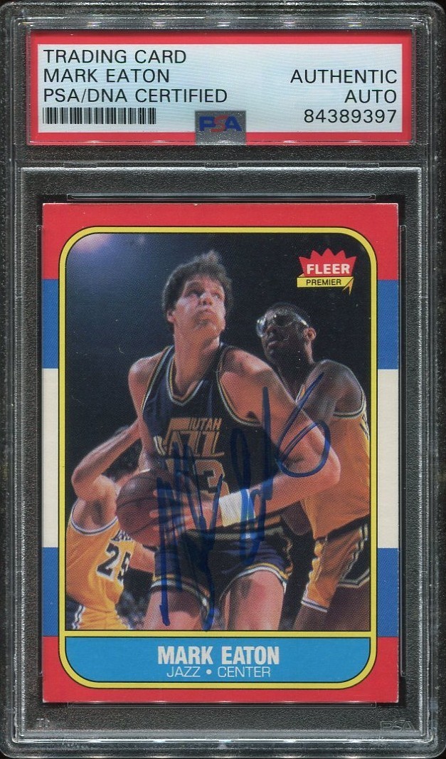 UTAH JAZZ MARK EATON signed autographed 1986 FLEER ROOKIE CARD RC PSA/DNA RARE!