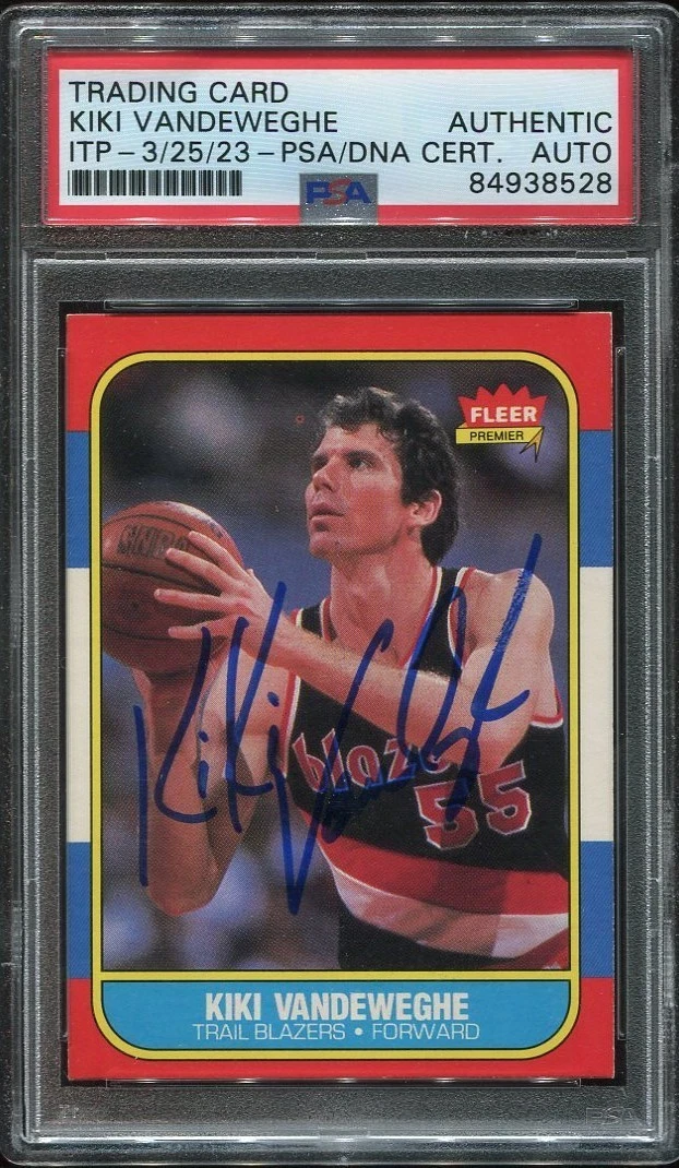 PORTLAND TRAILBLAZERS KIKI VANDEWEGHE signed autographed 1986 FLEER CARD PSA/DNA