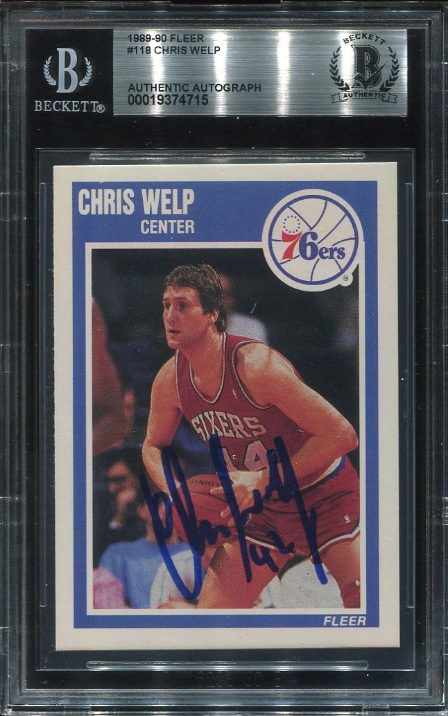 CHRIS WELP signed autographed 1989 FLEER ROOKIE CARD RC BECKETT (BAS) RARE