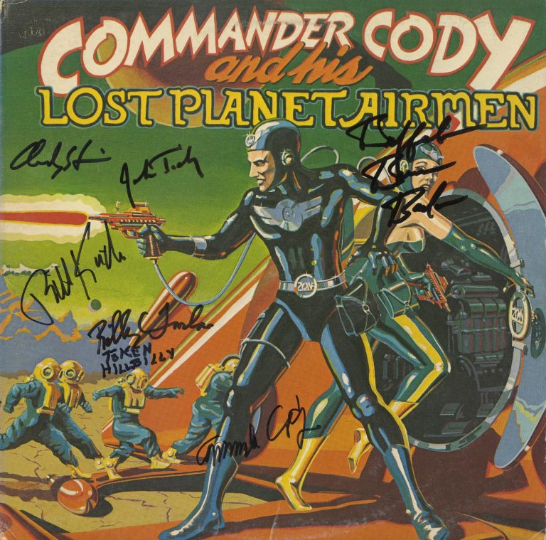 Commander Cody & the Lost Planet Airman signed vinyl record by 6!! ACOA (b)