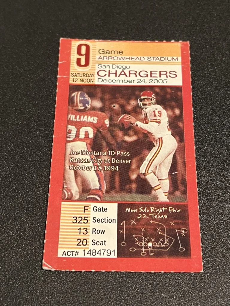 FOOTBALL TICKET STUB ARROWHEAD KANSAS CITY CHIEFS SAN DIEGO CHARGERS 12/24 2005