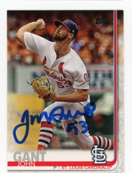 SIGNED BASEBALL CARD AUTO TOPPS 2019 ST LOUIS CARDINALS JOHN GANT #634