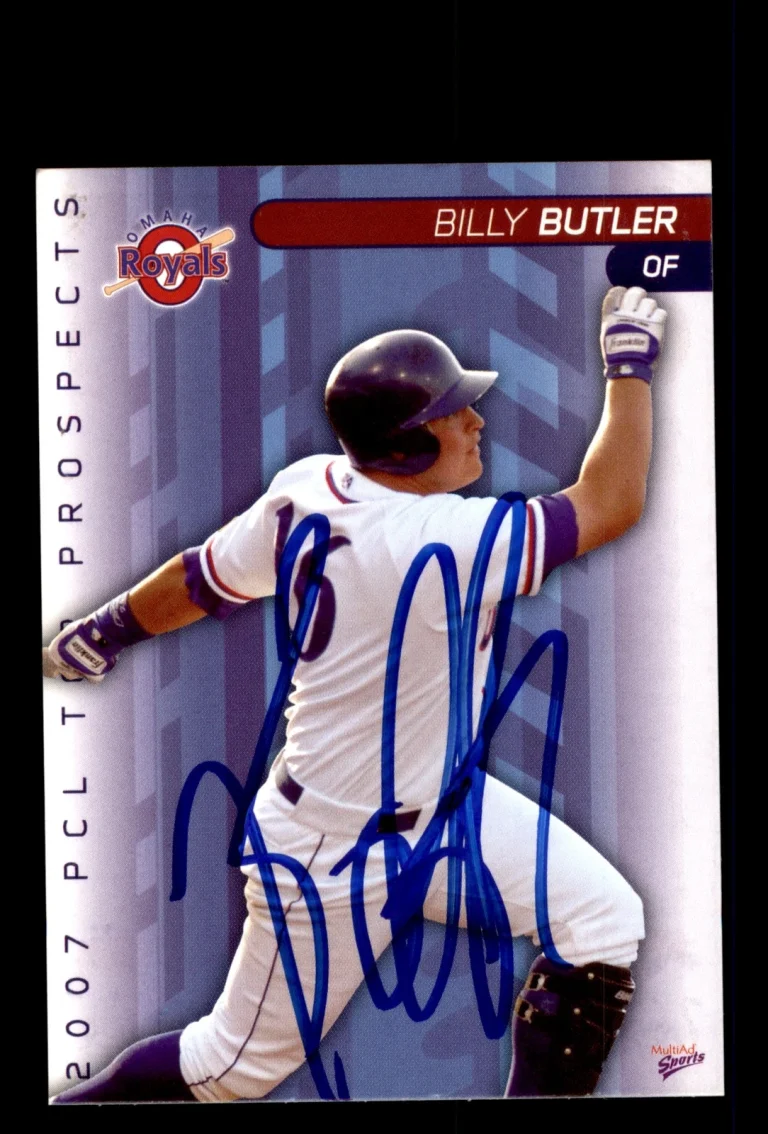 Signed Baseball Card Auto 2007 Pacific Coast League Billy Butler Omaha Royals