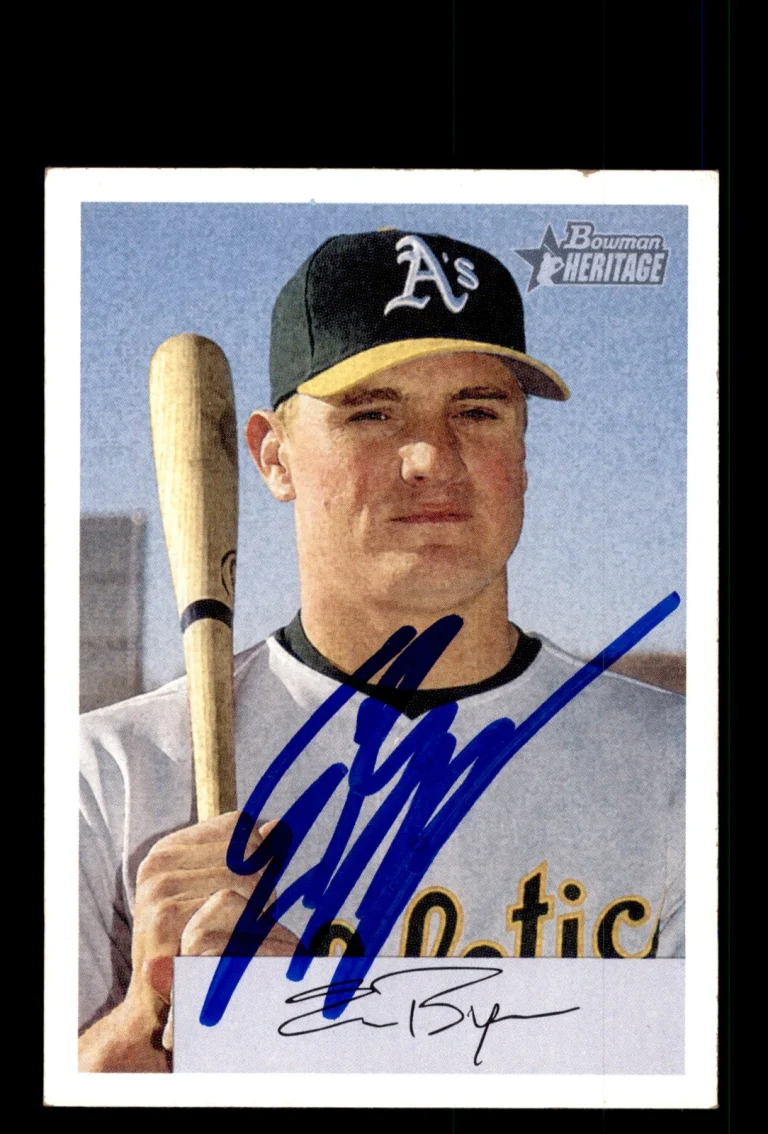 Signed Baseball Card Auto 2002 Bowman Heritage #253 Eric Byrnes Oakland A's