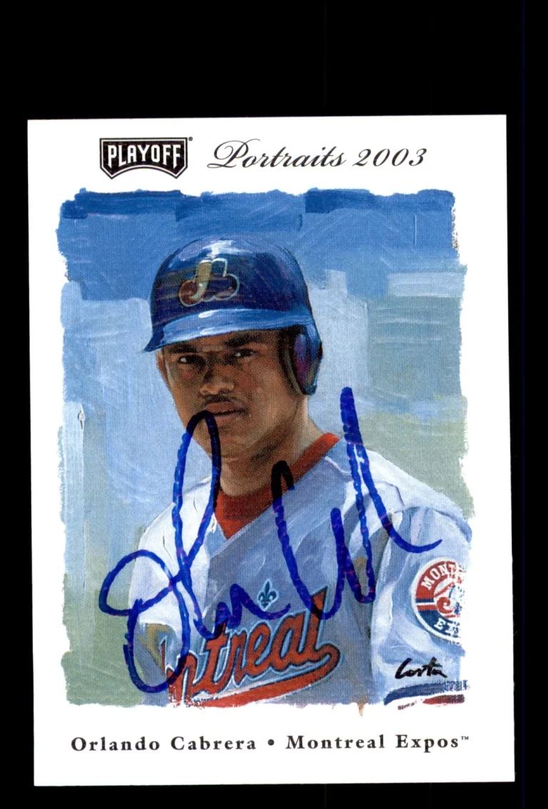 Signed Baseball Card Auto 2003 Playoff Portraits #104 Orlando Cabrera Expos
