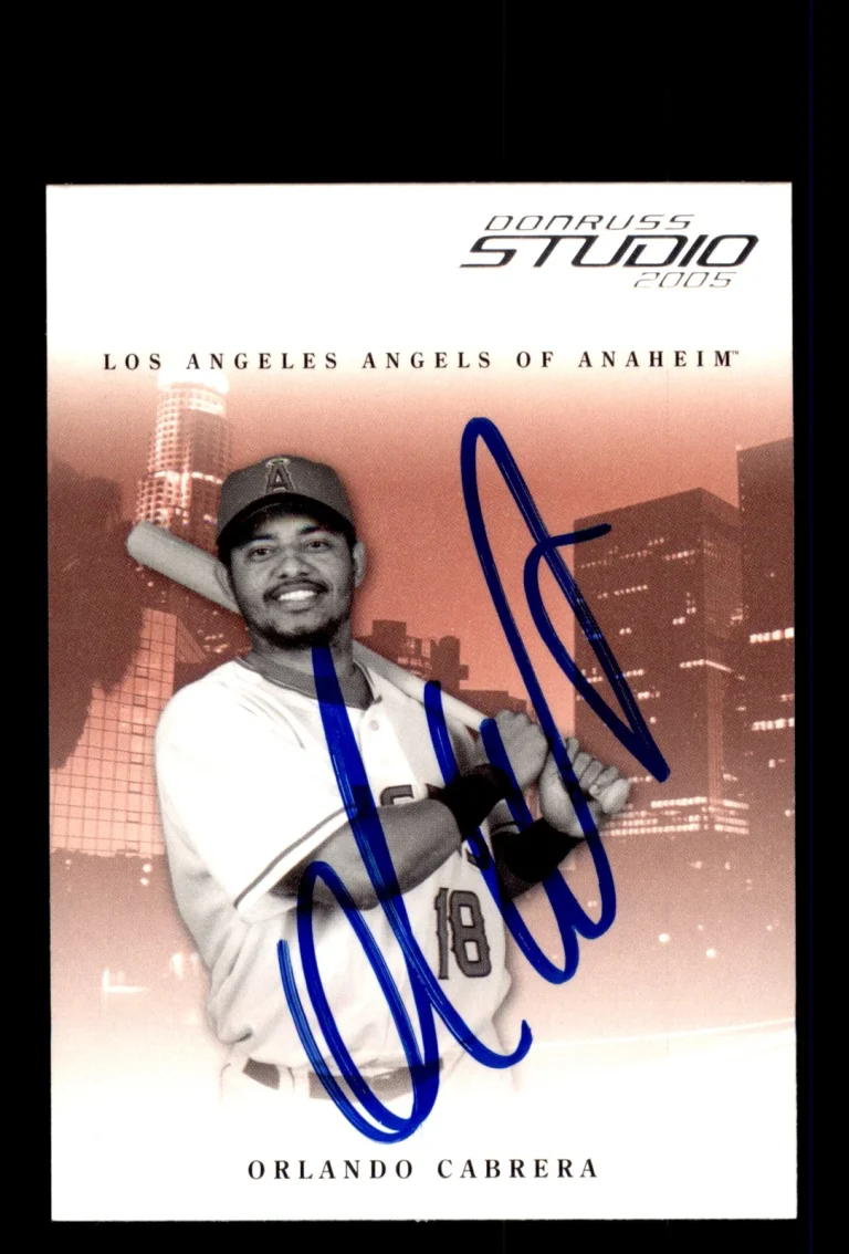 Signed Baseball Card Auto 2005 Donruss Studio #9 Orlando Cabrera Angels