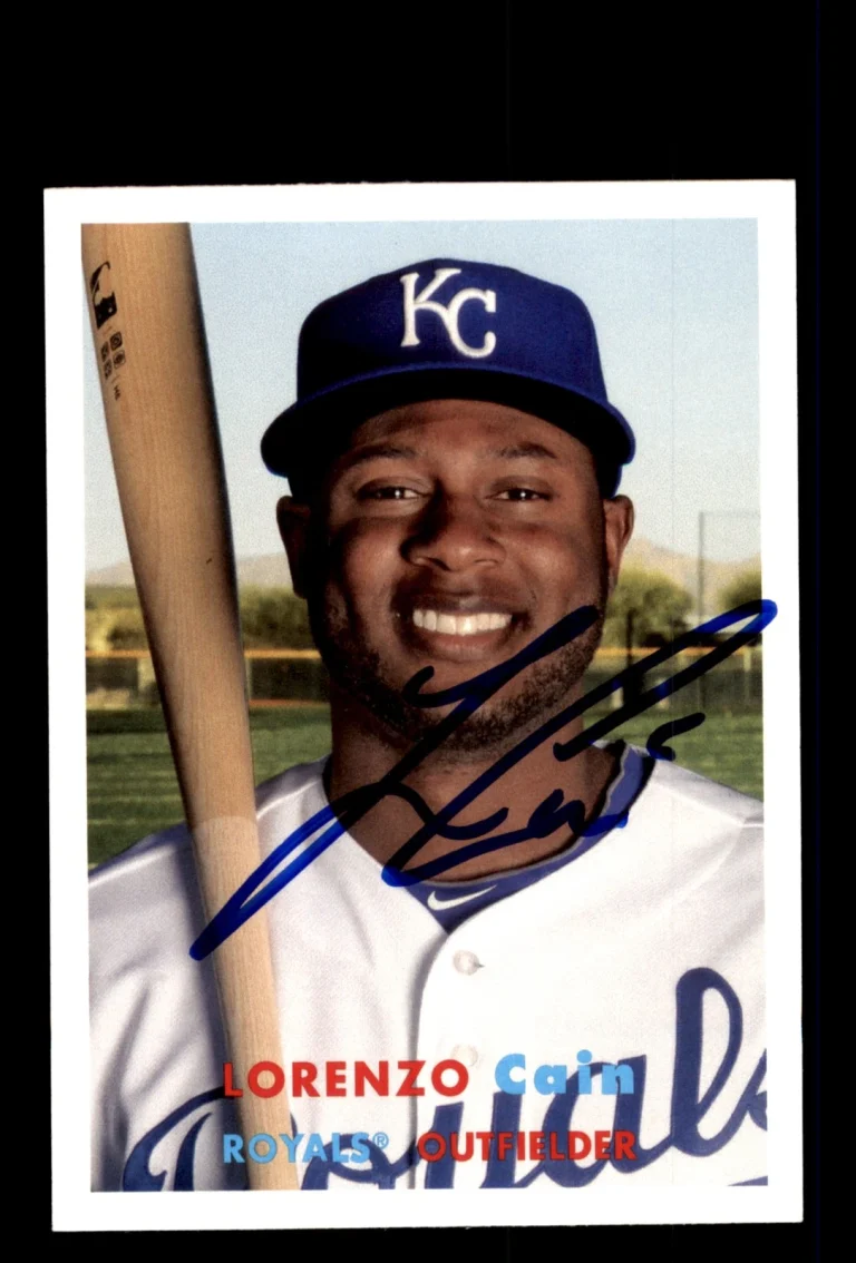 Signed Baseball Card Auto 2015 Topps Archives #27 Lorenzo Cain Royals