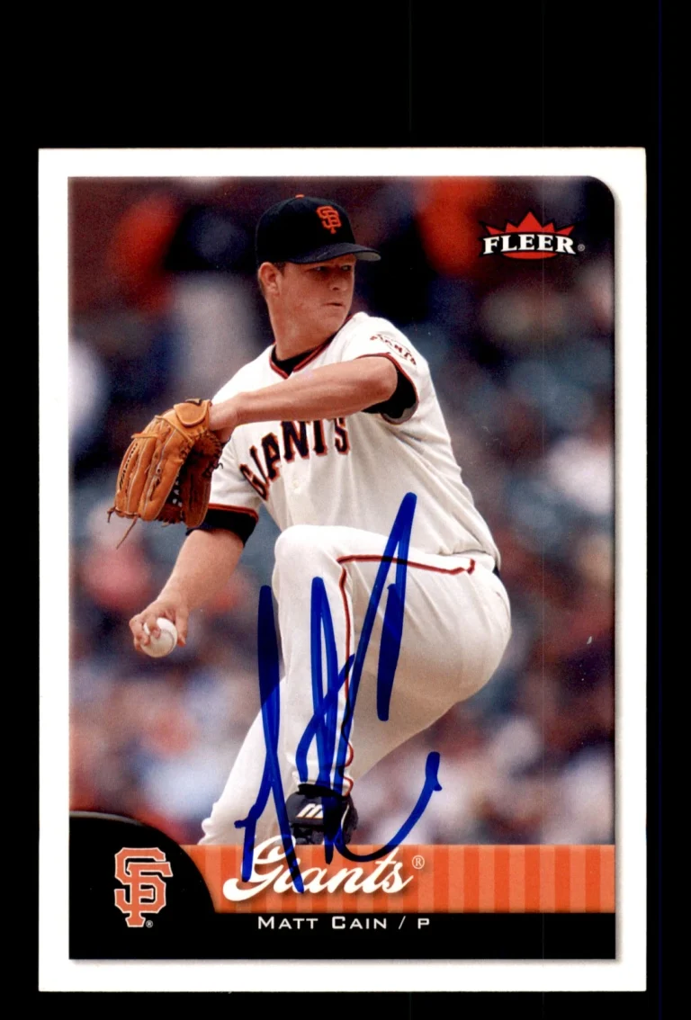 Signed Baseball Card Auto 2007 Fleer #64 Matt Cain San Francisco Giants