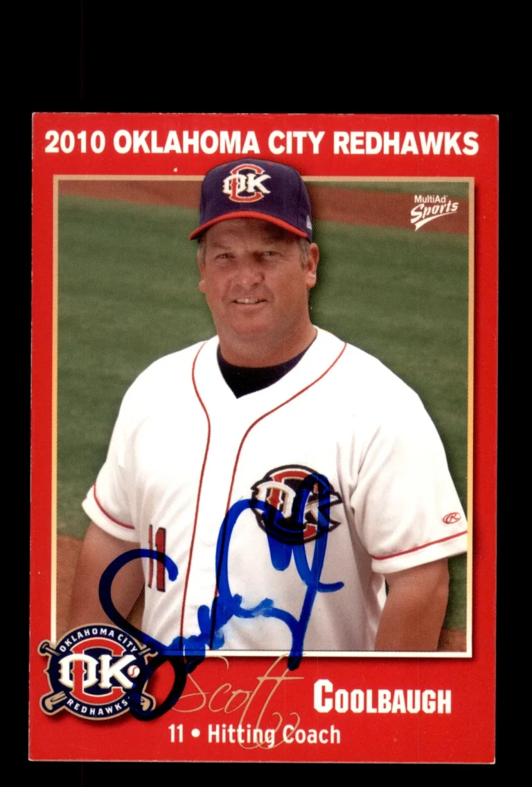 Signed Baseball Card Auto Scott Coolbaugh 2010 Oklahoma City RedHawks