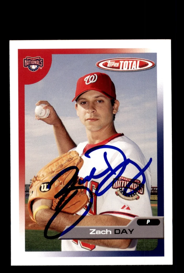Signed Baseball Card Auto Zach Day 2005 Topps Total #4 Washington Nationals
