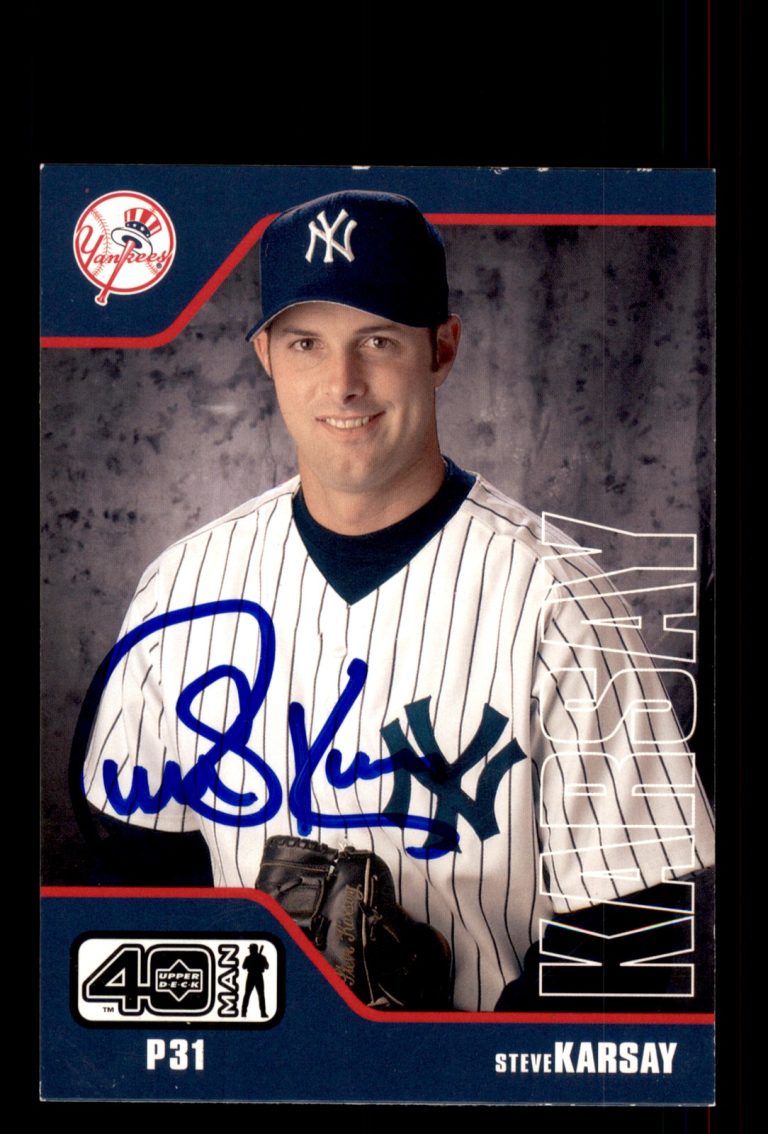 Signed Baseball Card Auto Steve Karsay 2002 Upper Deck 40-Man #440 Yankees