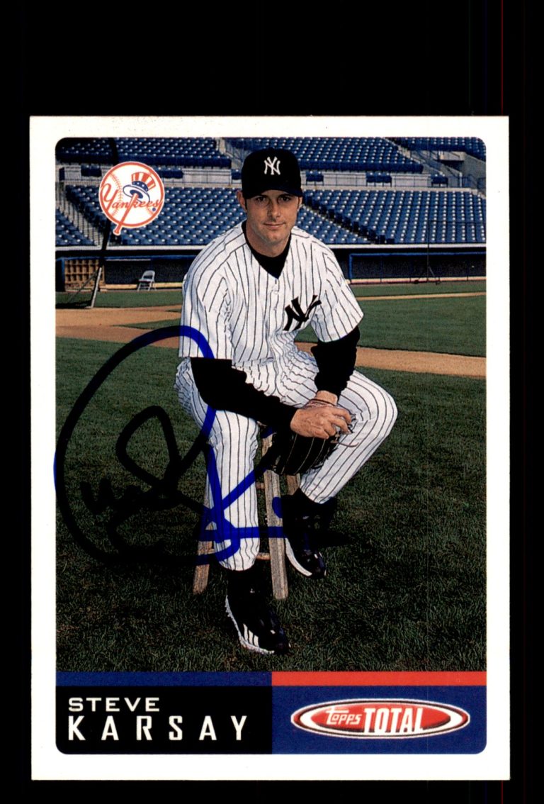 Signed Baseball Card Auto Steve Karsay 2002 Topps Total #809 New York Yankees