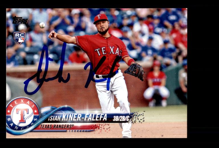 Signed Baseball Card Auto Isiah Kiner-Falefa 2018 Topps #US279 Texas Rangers