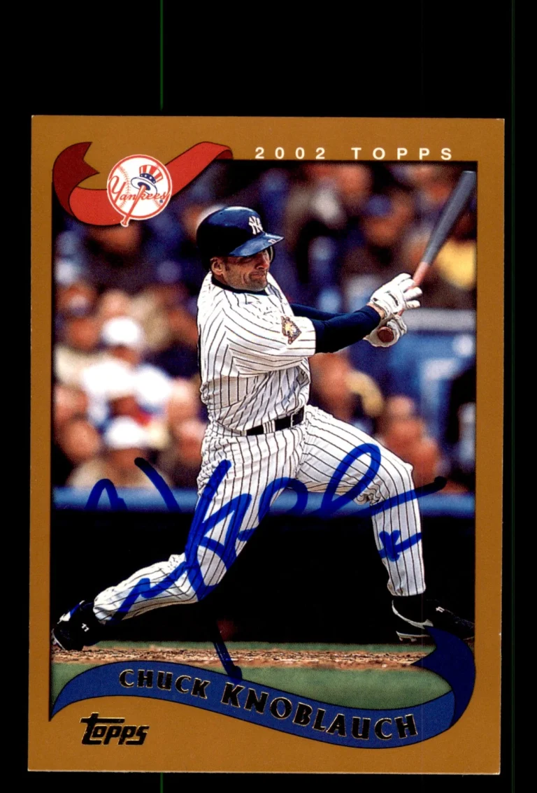 Signed Baseball Card Auto Chuck Knoblauch 2002 Topps #220 New York Yankees