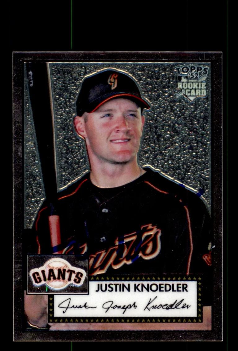 Signed Baseball Card Auto Justin Knoedler 2006 Topps '52 Rookies #TCRC46 Giants