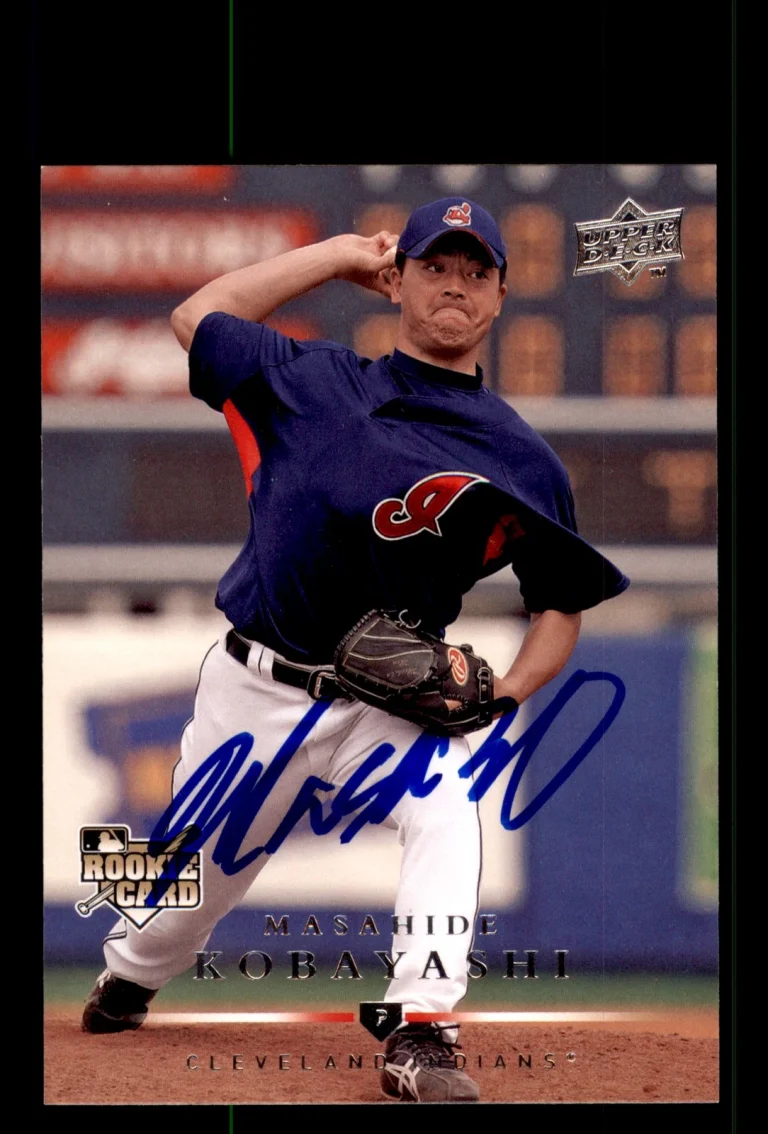 Signed Baseball Card Auto Masahide Kobayashi 2008 Upper Deck #713 Indians