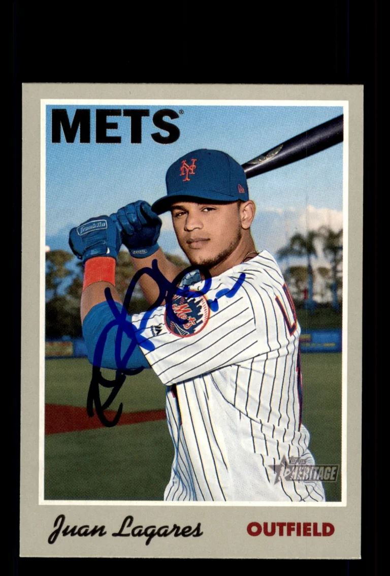 Signed Baseball Card Auto Juan Lagares 2019 Topps Heritage #26 New York Mets