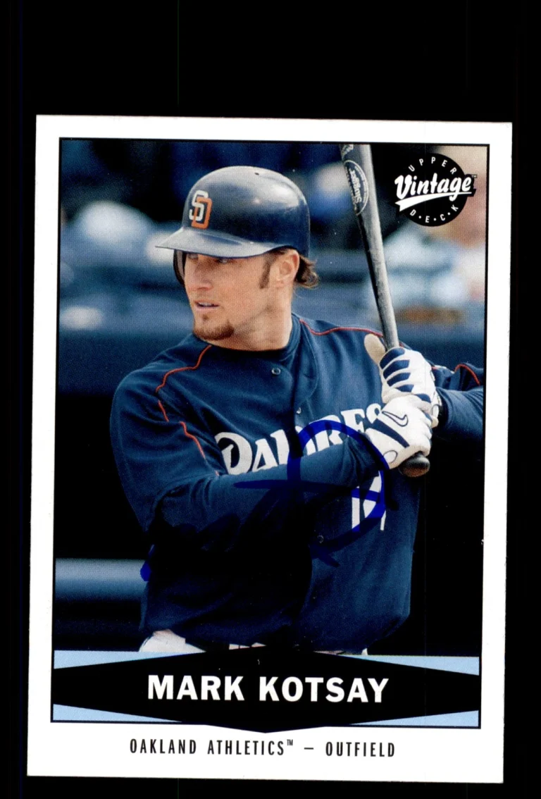Signed Baseball Card Auto Mark Kotsay 2004 Upper Deck Vintage #203 Oakland A's
