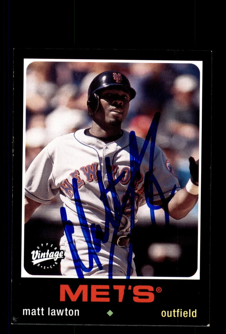 Signed Baseball Card Auto Matt Lawton 2002 Upper Deck Vintage #221 New York Mets