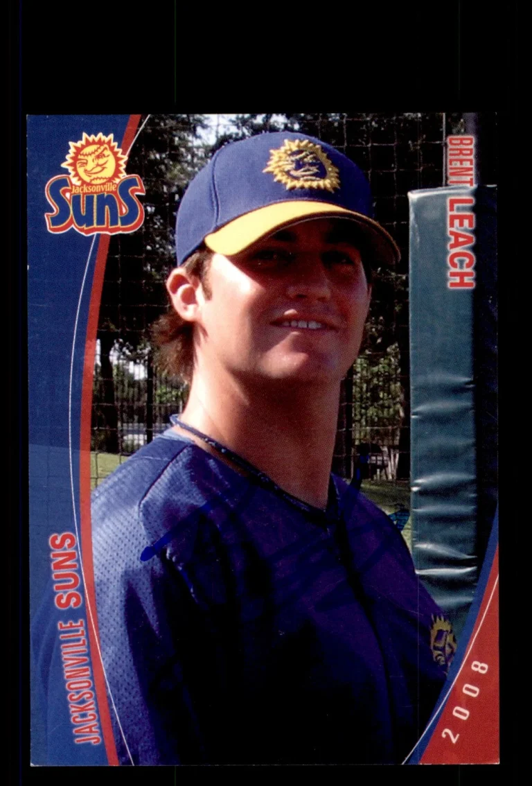 Signed Baseball Card Auto Brent Leach 2008 Grandstand Jacksonville Suns