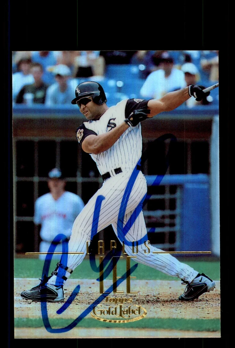 Signed Baseball Card Auto Carlos Lee 2002 Topps Gold Label #16 Chicago White Sox
