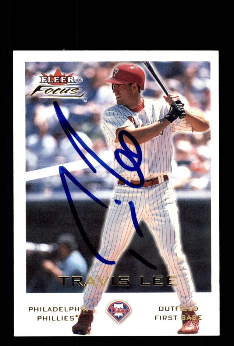 Signed Baseball Card Auto Travis Lee 2001 Fleer Focus #57 Philadelphia Phillies