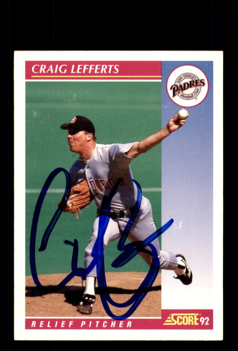 Signed Baseball Card Auto Craig Lefferts 1992 Score #175 San Diego Padres