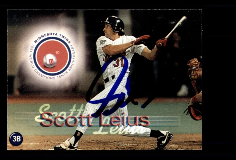 Signed Baseball Card Auto Scott Leius 2001 Rainbow Foods Minnesota Twins SGA