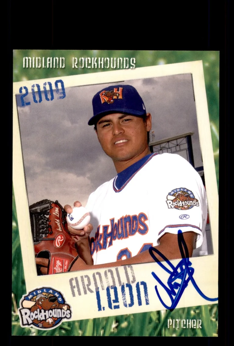 Signed Baseball Card Auto Arnold Leon 2009 Grandstand Midland RockHounds