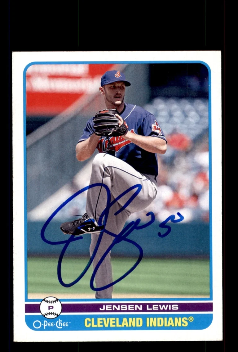 Signed Baseball Card Auto Jensen Lewis 2009 O-Pee-Chee #452 Cleveland Indians