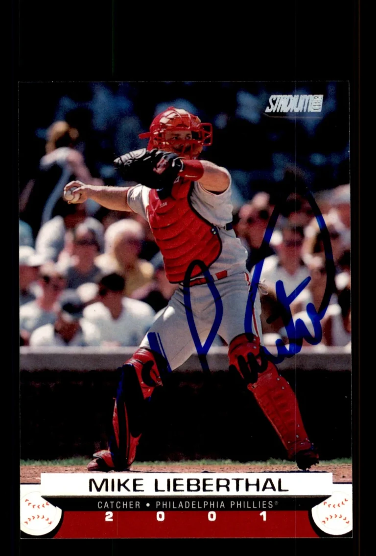 Signed Baseball Card Auto Mike Lieberthal 2001 Stadium Club #28 Phillies