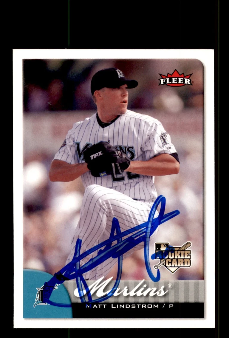 Signed Baseball Card Auto Matt Lindstrom 2007 Fleer #412 Florida Marlins
