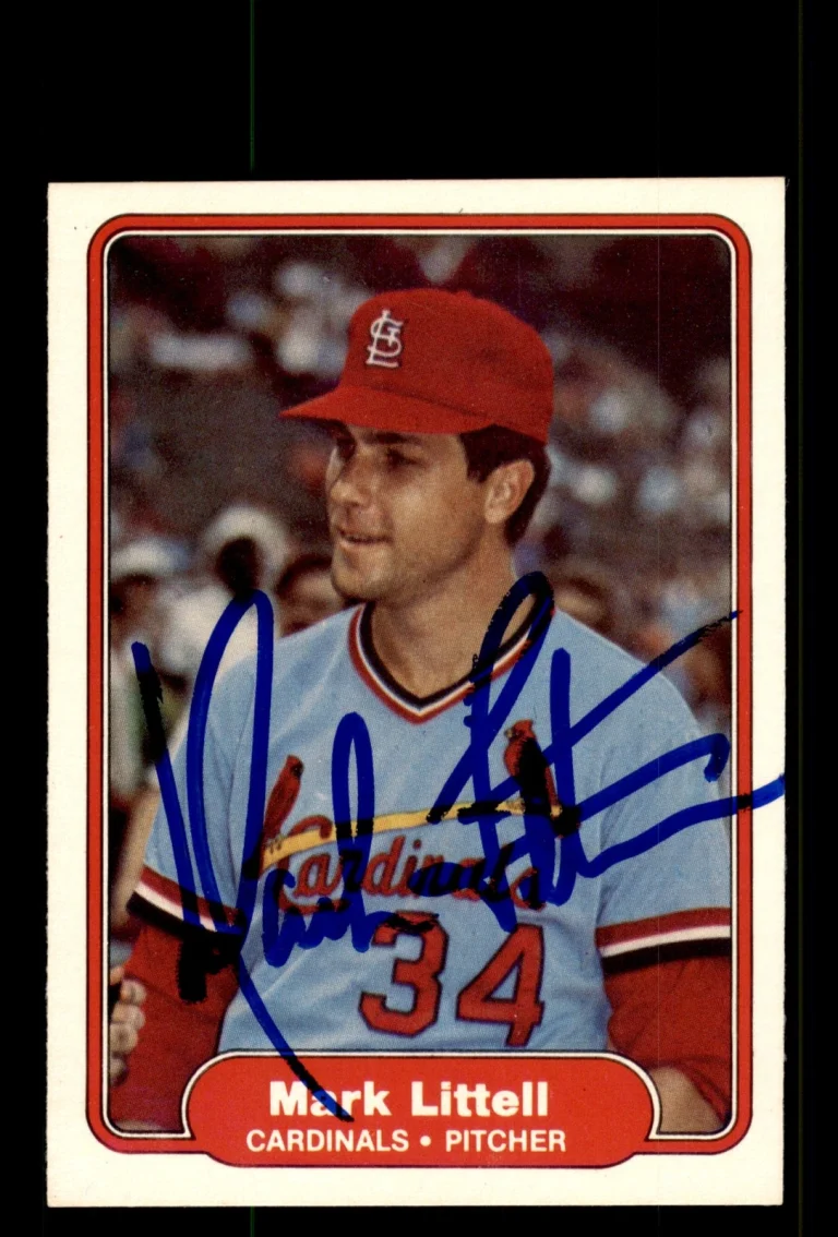 Signed Baseball Card Auto Mark Littell 1982 Fleer #120 St. Louis Cardinals