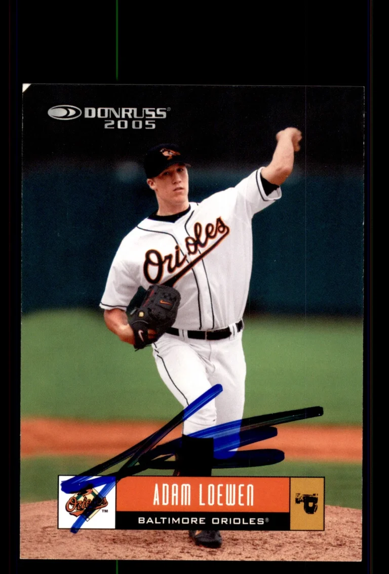 Signed Baseball Card Auto Adam Loewen 2005 Donruss #104 Baltimore Orioles