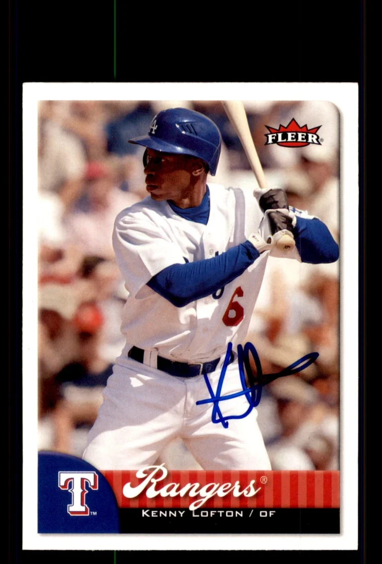 Signed Baseball Card Auto Kenny Lofton 2007 Fleer #164 Texas Rangers