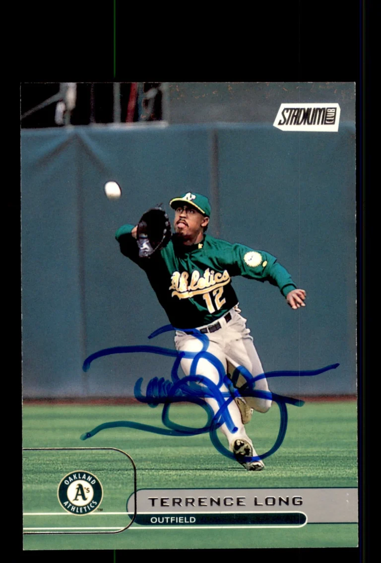 Signed Baseball Card Auto Terrence Long 2002 Stadium Club #62 Oakland Athletics