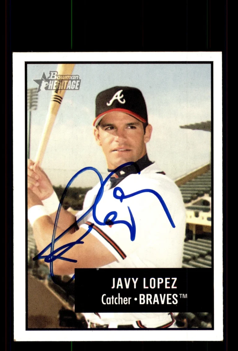 Signed Baseball Card Auto Javy Lopez 2003 Bowman Heritage #159 Atlanta Braves
