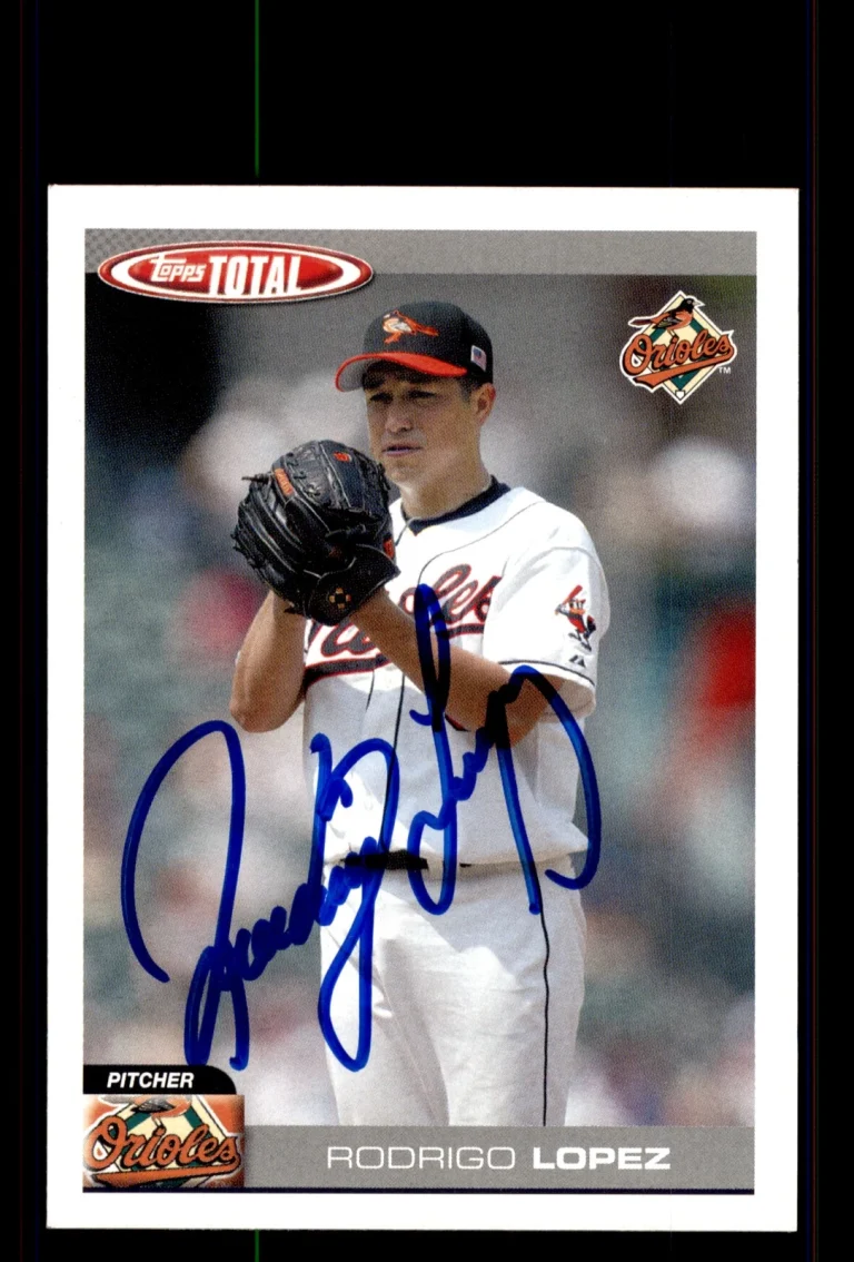 Signed Baseball Card Auto Rodrigo Lopez 2004 Topps Total #672 Baltimore Orioles
