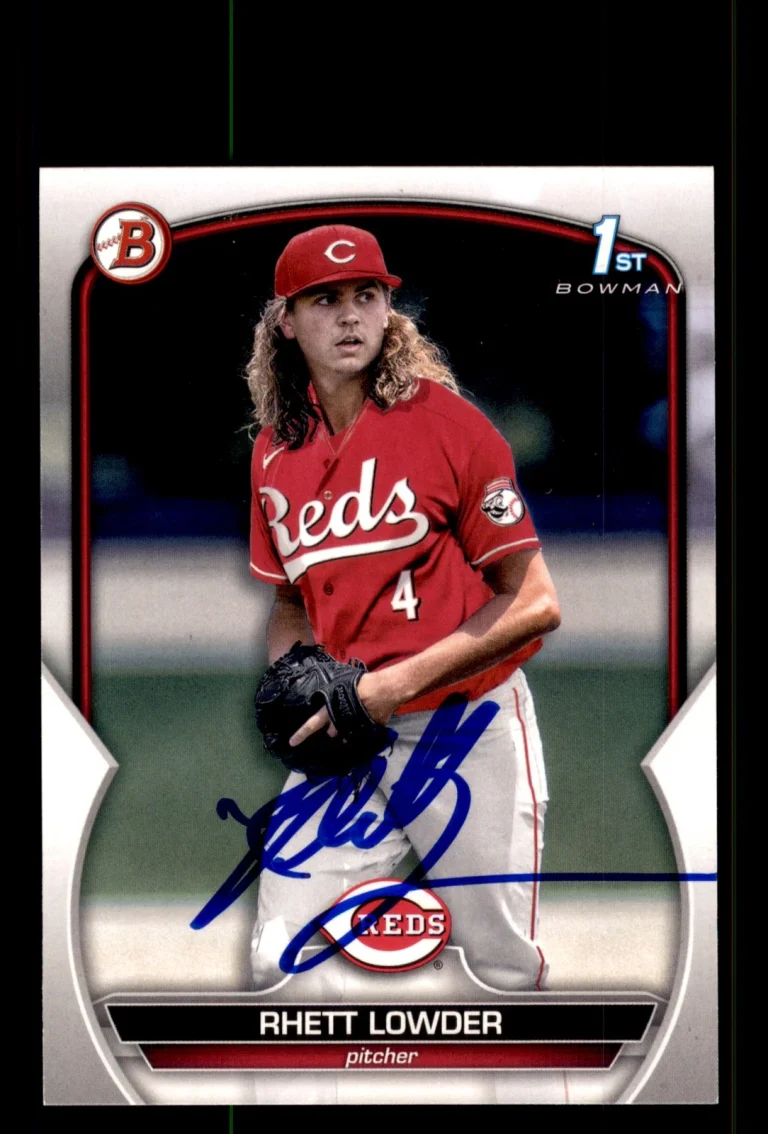 Signed Baseball Card Auto Rhett Lowder 2023 Bowman Draft #BD-52 Cincinnati Reds