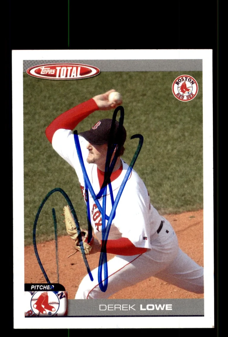 Signed Baseball Card Auto Derek Lowe 2004 Topps Total #542 Boston Red Sox