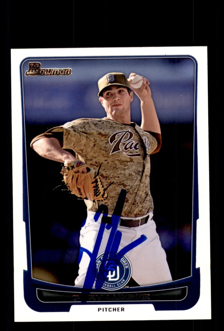 Signed Baseball Card Auto Cory Luebke 2012 Bowman #130 San Diego Padres
