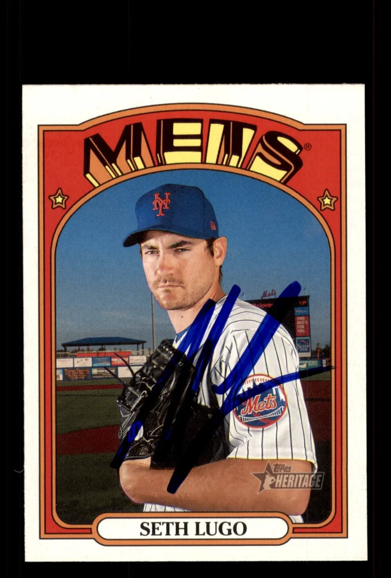 Signed Baseball Card Auto Seth Lugo 2021 Topps Heritage #159 New York Mets