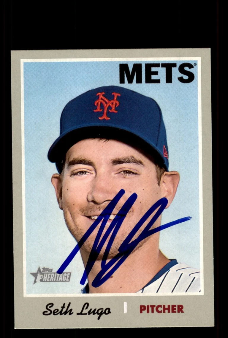 Signed Baseball Card Auto Seth Lugo 2019 Topps Heritage #153 New York Mets