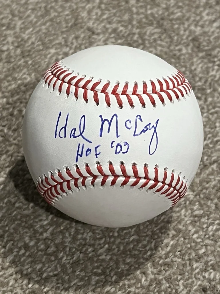 HAL McCOY SIGNED BASEBALL AUTO JG SPINK AWARD WINNER WRITER HOF JSA COA