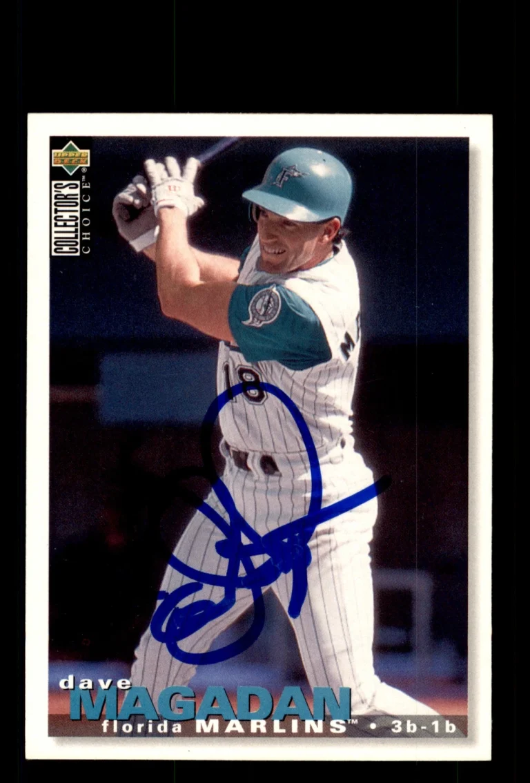 Signed Baseball Card Auto Dave Magadan 1995 Collector's Choice #302 Marlins