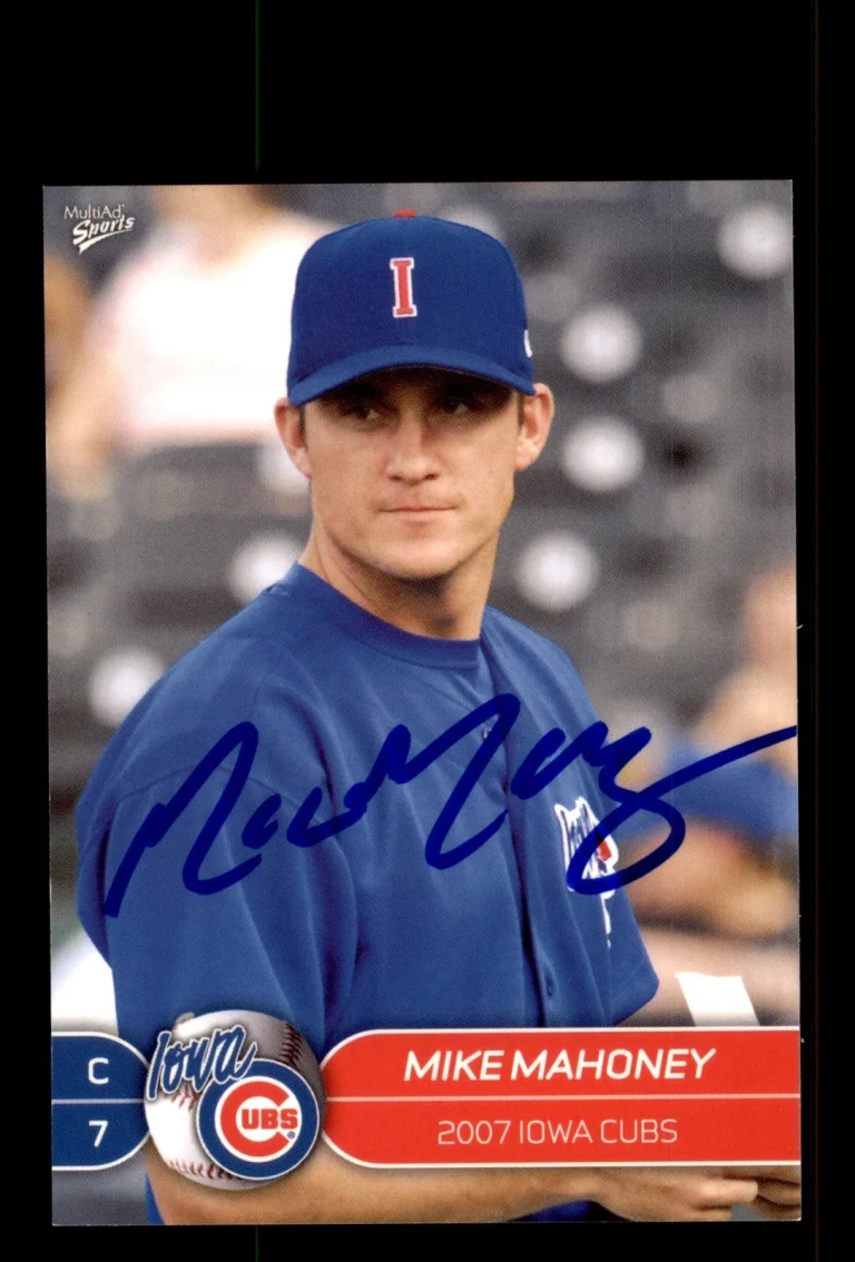 Signed Baseball Card Auto Mike Mahoney 2007 MultiAd Iowa Cubs
