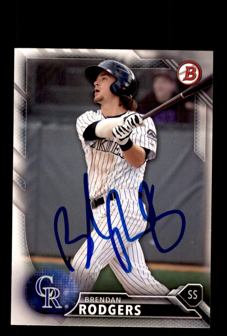 Signed Baseball Card Auto Brendan Rodgers 2016 Bowman #BP100 Colorado Rockies