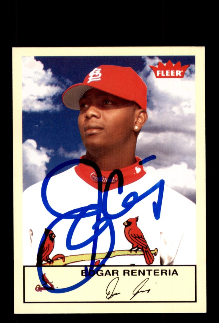 Signed Baseball Card Auto Edgar Renteria 2005 Fleer Tradition #102 Cardinals